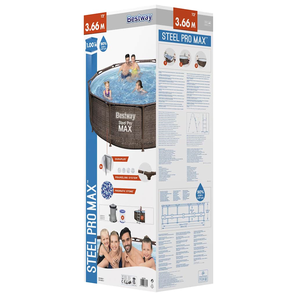 Steel Pro MAX Swimmingpool-Set Deluxe Series Rund 366x100 cm