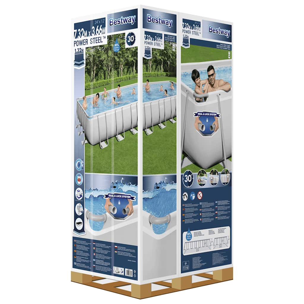 Power Steel Swimmingpool-Set Rechteckig 732x366x132 cm