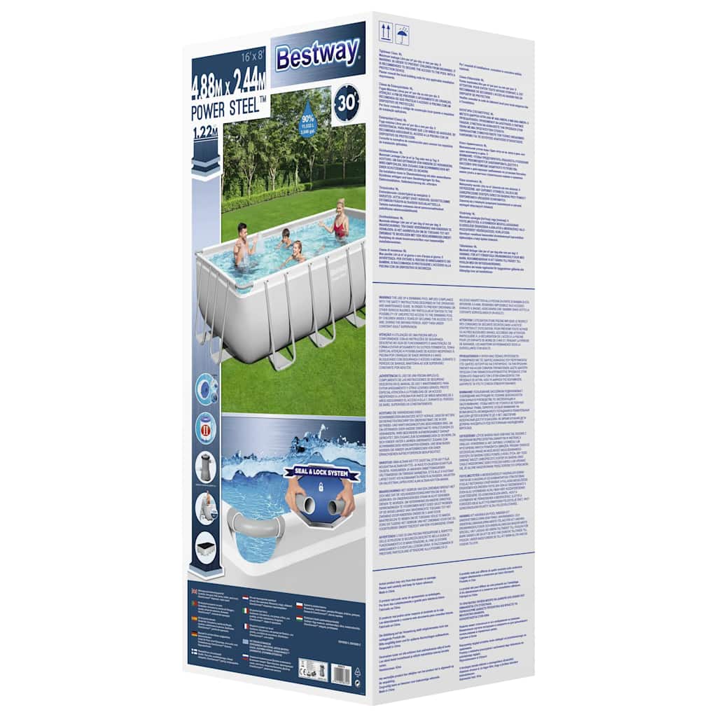 Power Steel Swimmingpool-Set Rechteckig 488x244x122 cm