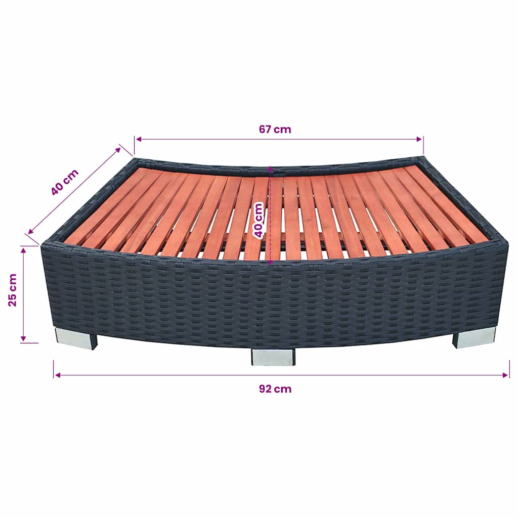 Spa-Einstiegsstufe Poly Rattan 92×45×25 cm Schwarz