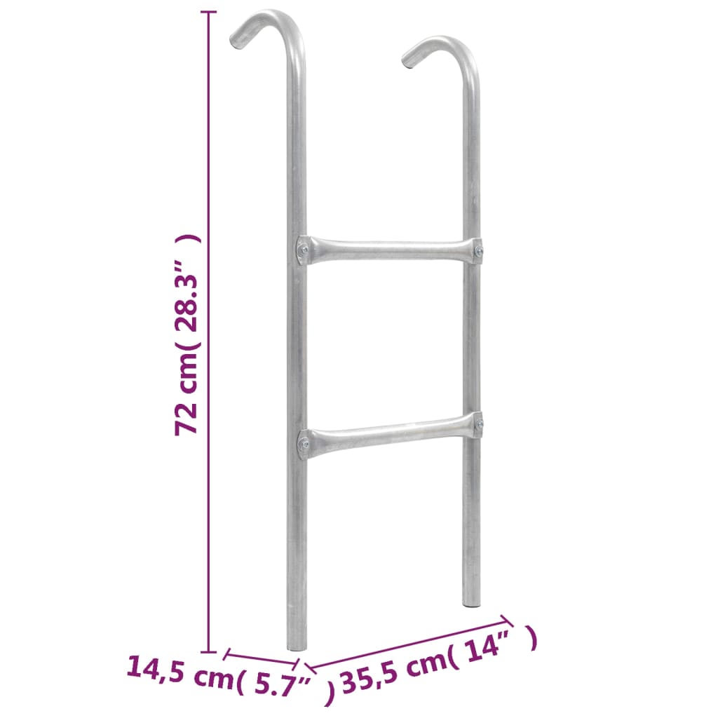 2-stufige Trampolinleiter Stahl Silbern 72 cm (Geeignet für 65 cm Höhe)