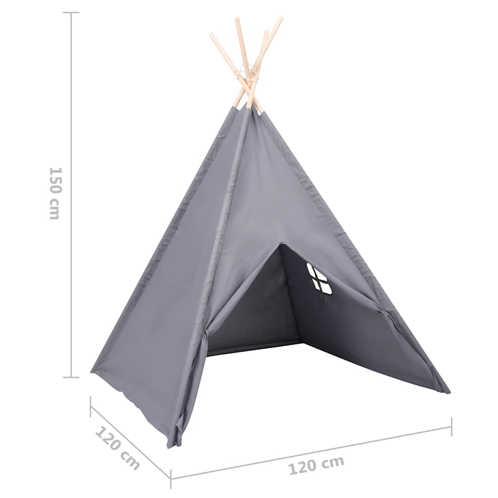 Kinder Tipi-Zelt mit Tasche Pfirsichhaut Grau 120x120x150 cm