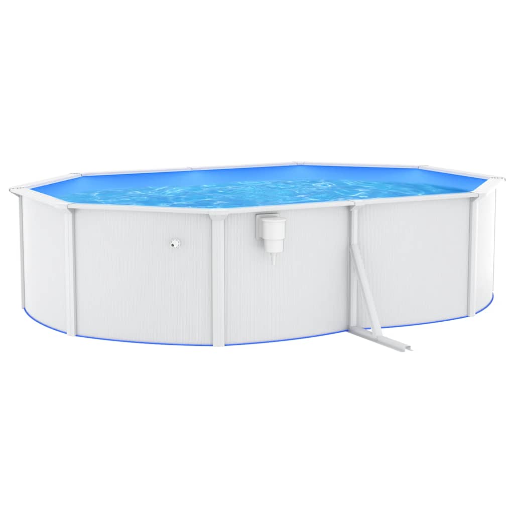 Pool mit Stahlwand Oval 490x360x120 cm Weiß