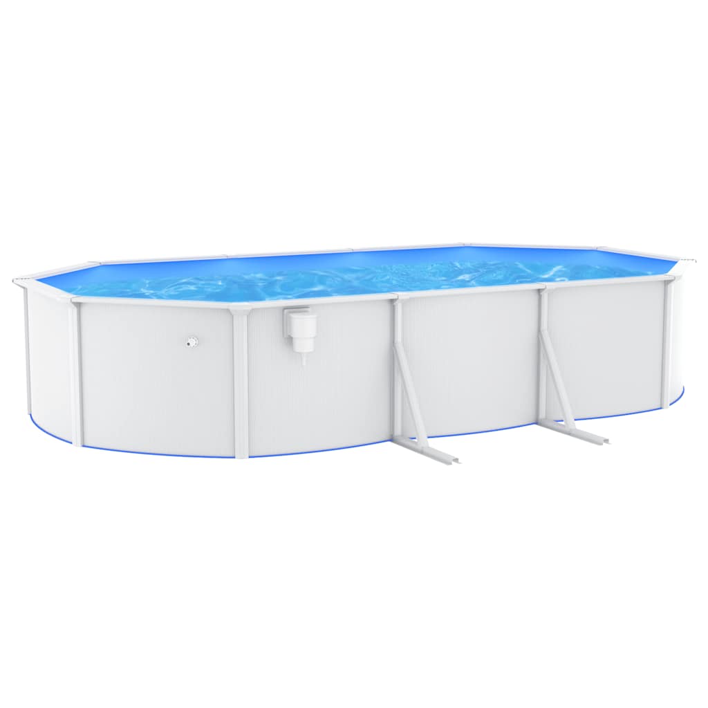Stahlwand-Pool Oval 610x360x120 cm Weiß