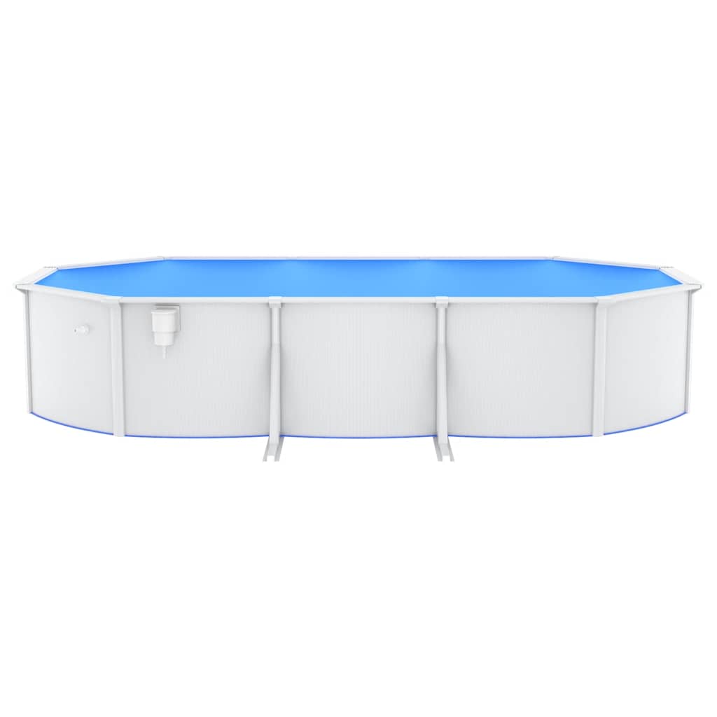 Stahlwand-Pool Oval 610x360x120 cm Weiß
