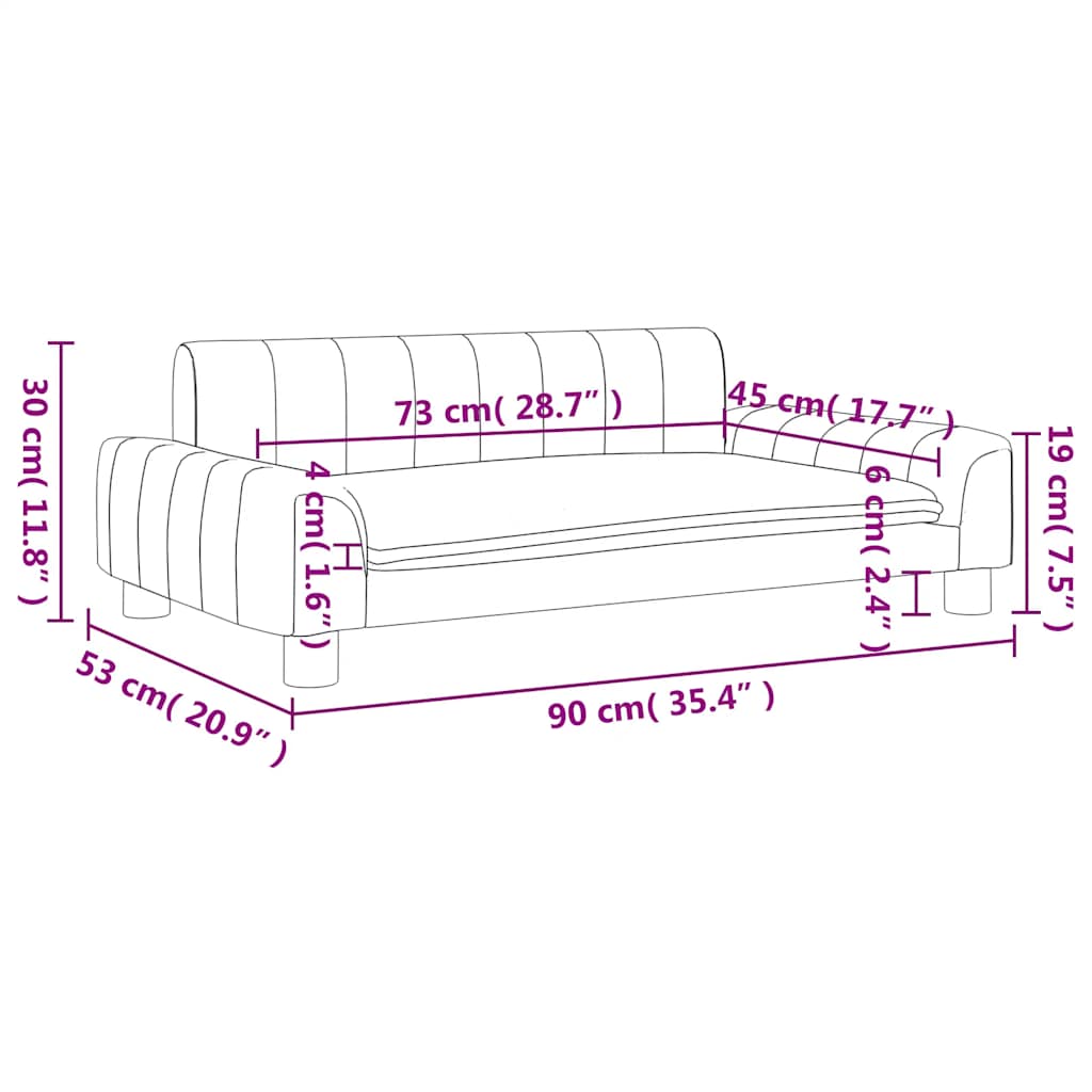 Kindersofa Dunkelgrau 90x53x30 cm Stoff