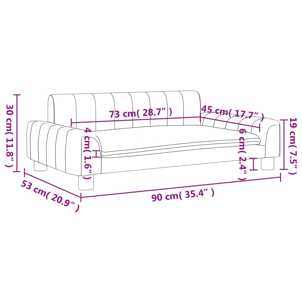 Kindersofa Taupe 90x53x30 cm Stoff