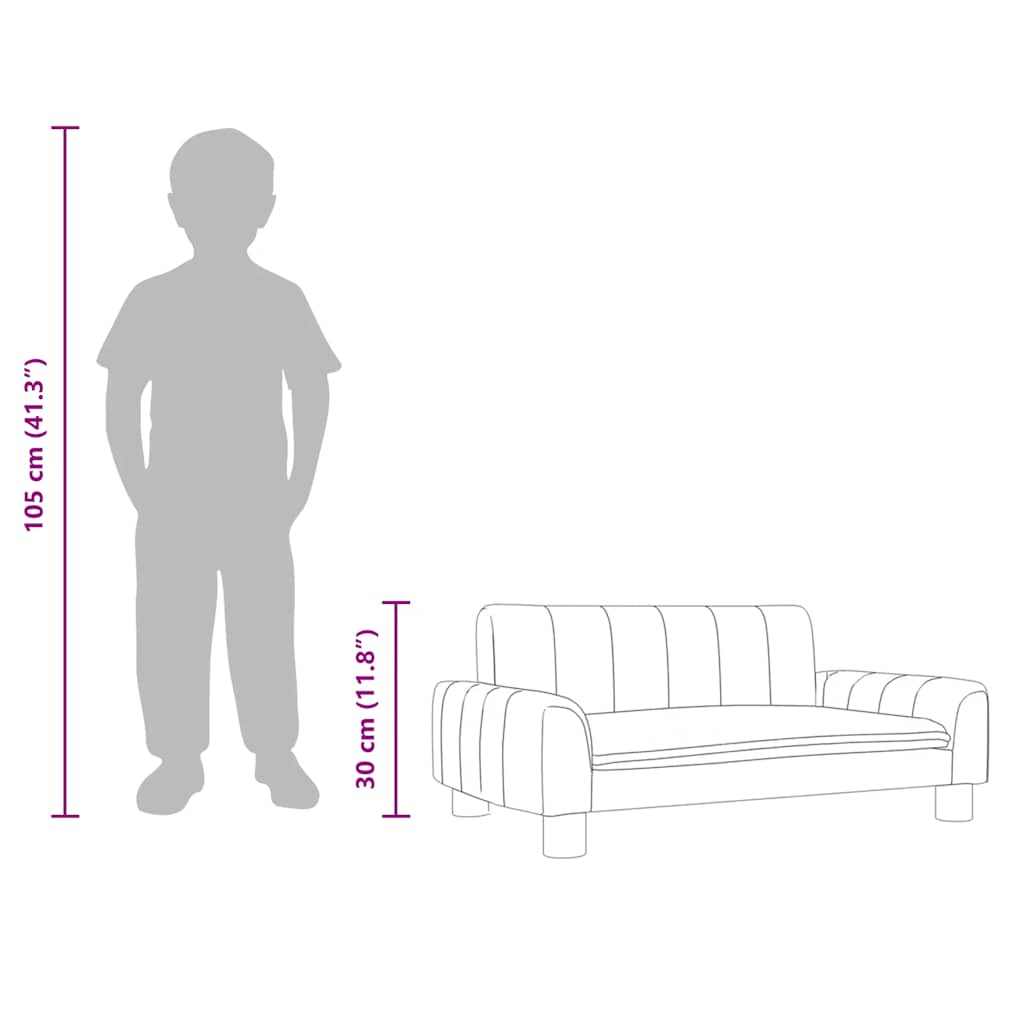 Kindersofa Grau 70x45x30 cm Kunstleder
