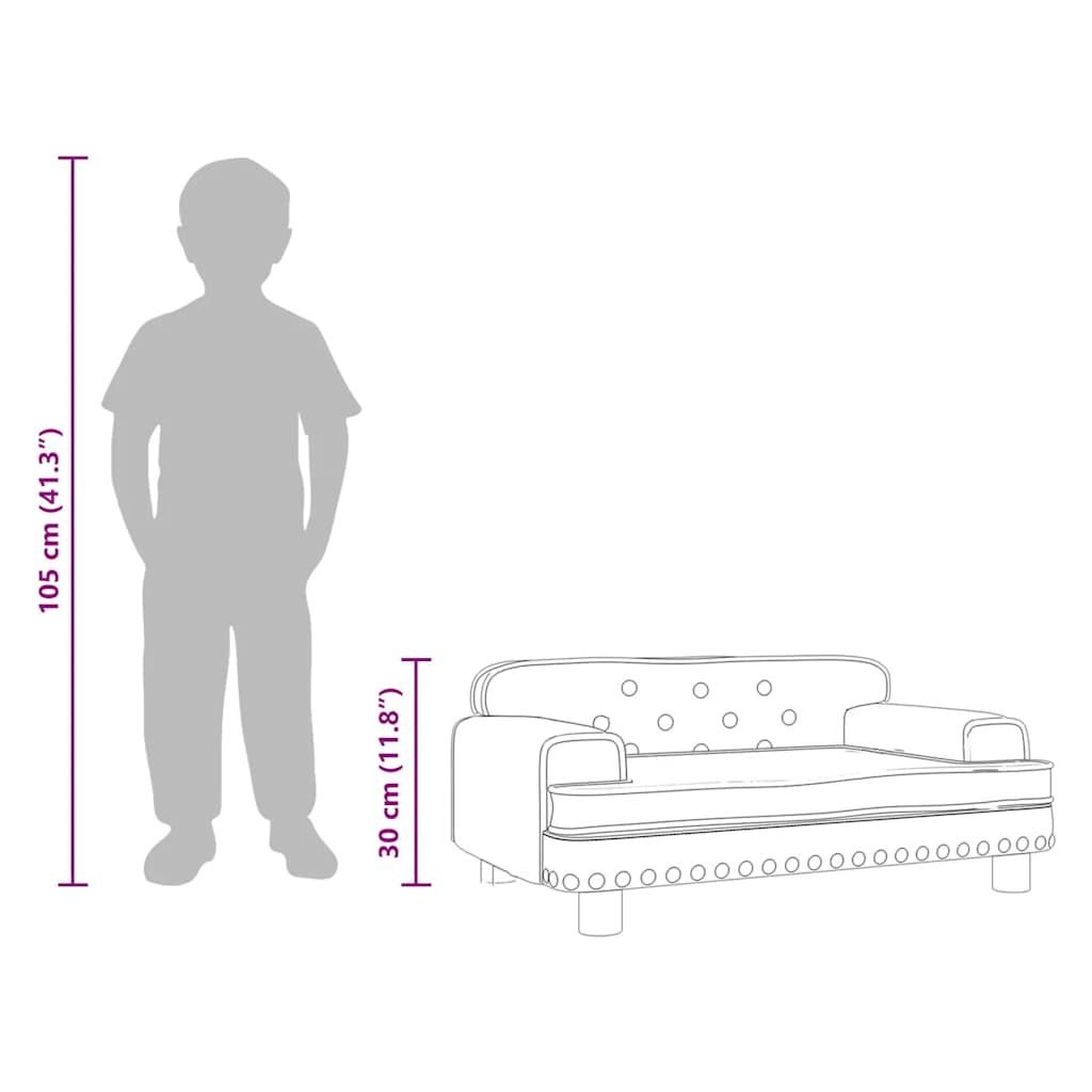 Kindersofa Dunkelgrau 70x45x30 cm Samt