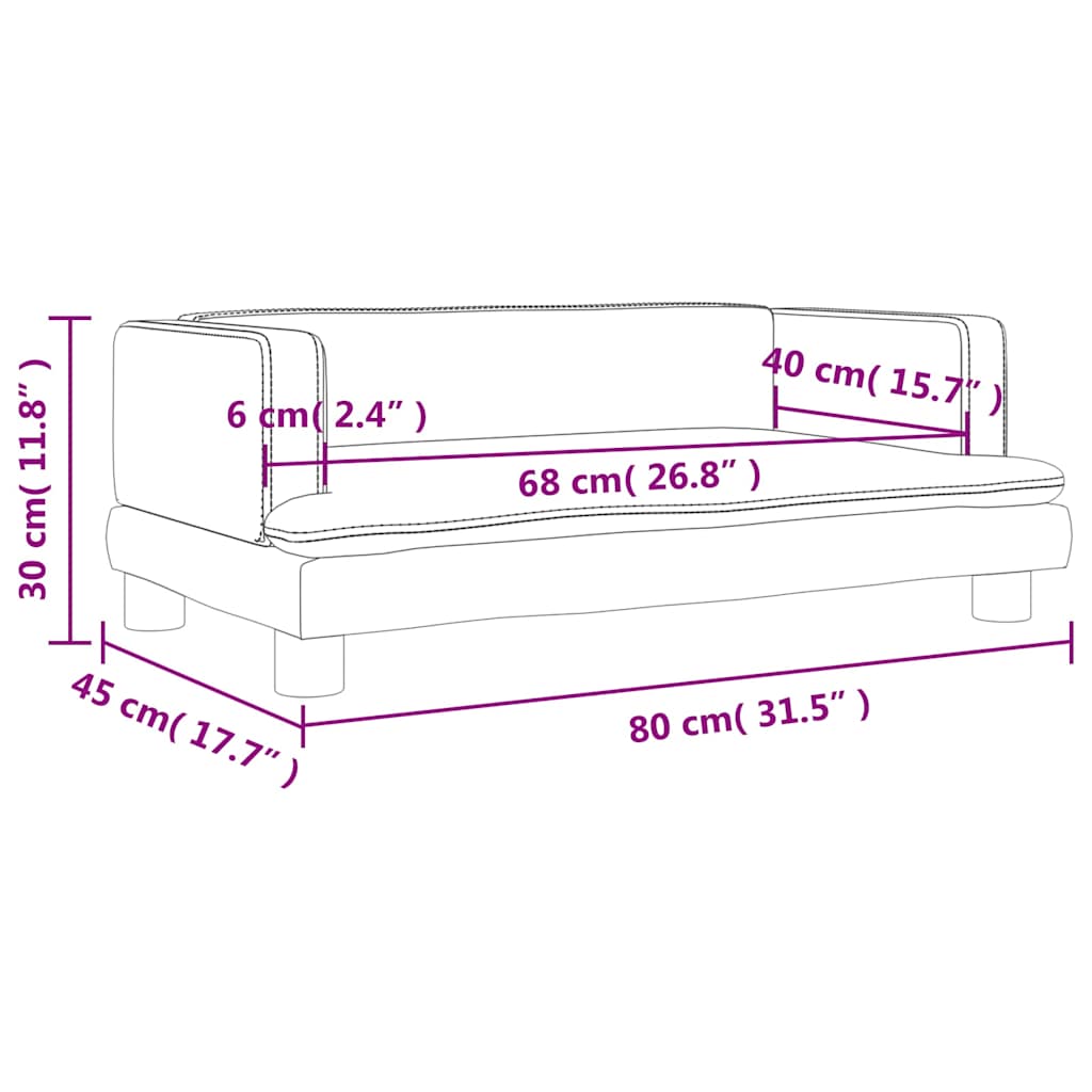 Kindersofa Schwarz 80x45x30 cm Kunstleder