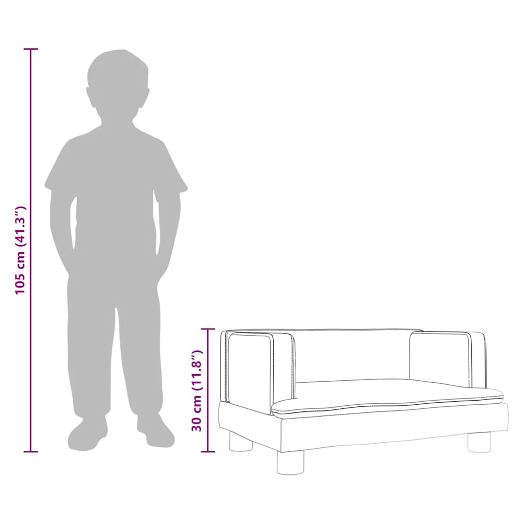 Kindersofa Grau 60x40x30 cm Kunstleder