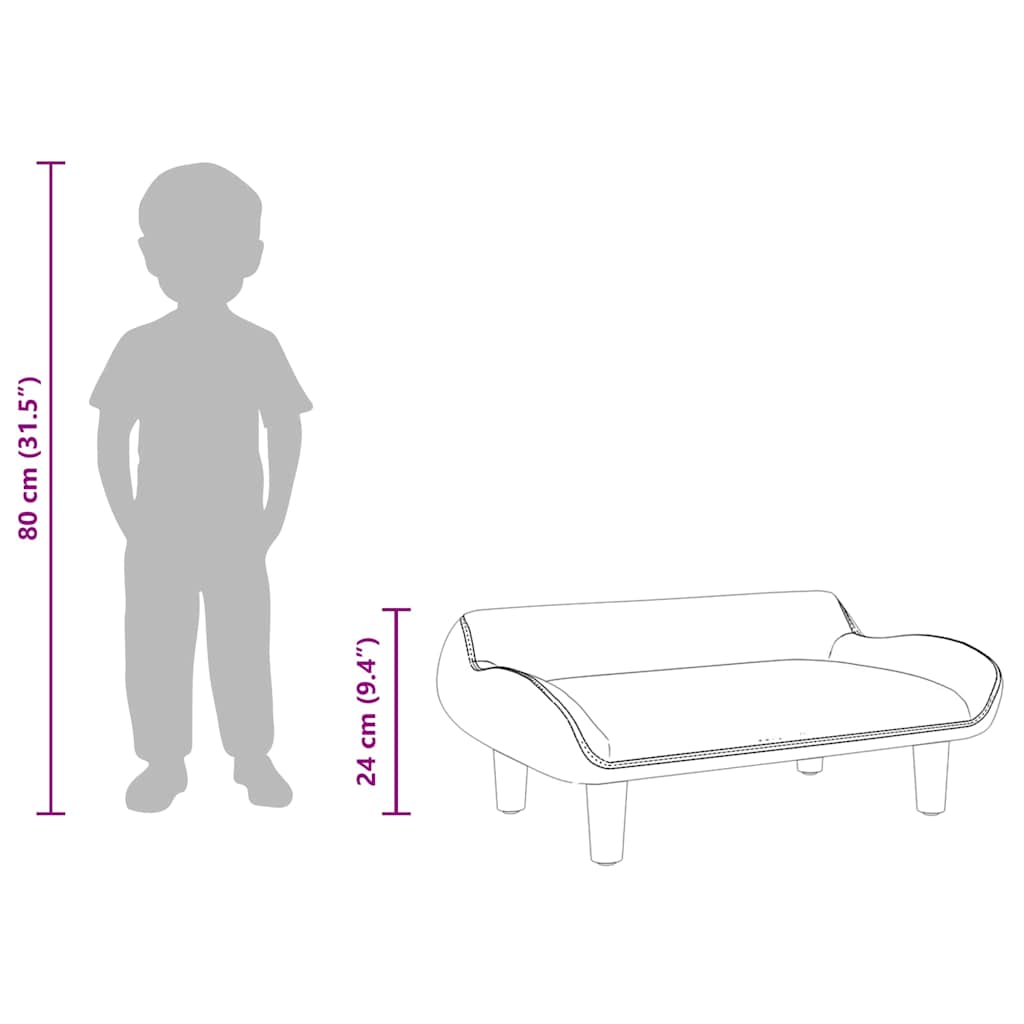 Kindersofa Blau 70x40x24 cm Samt