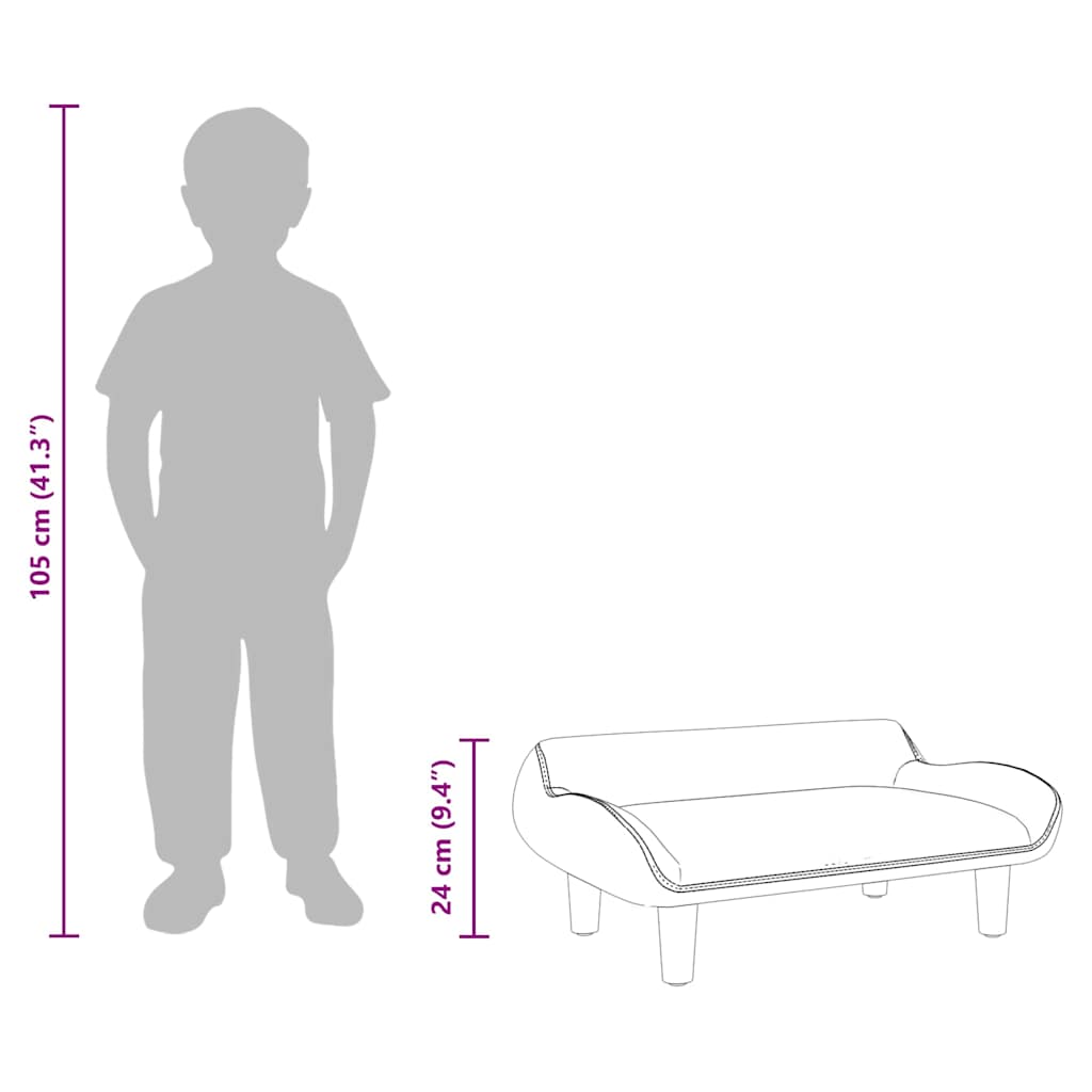 Kindersofa Blau 70x40x24 cm Samt