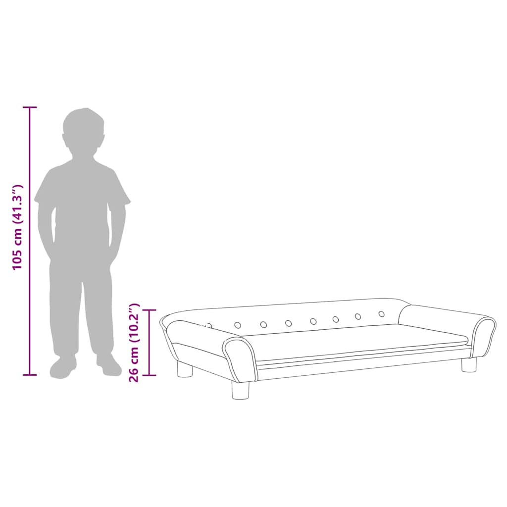 Kindersofa Blau 100x50x26 cm Samt