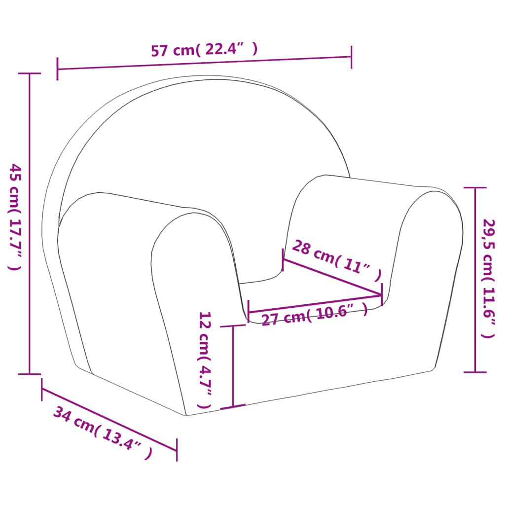 Kindersofa Rosa Weicher Plüsch