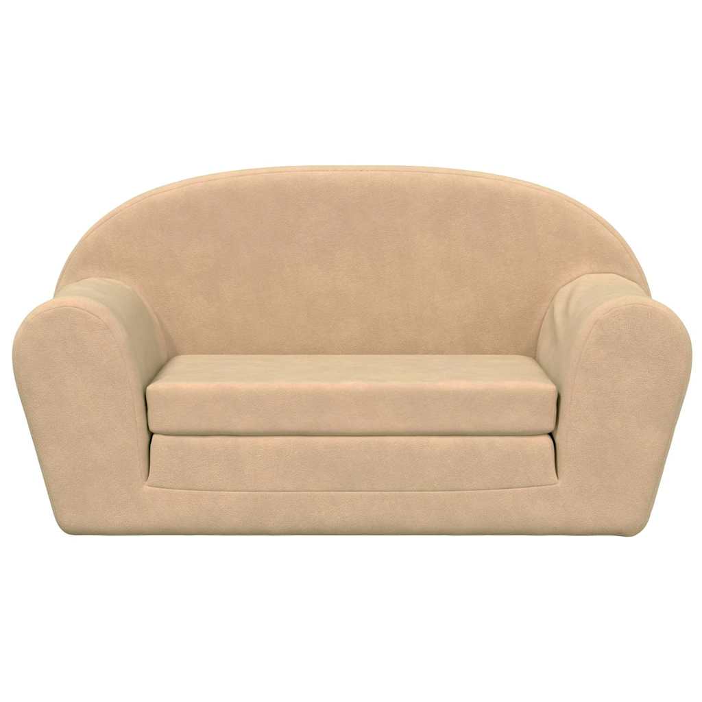 Kinder-Schlafsofa 2-Sitzer Creme Weicher Plüsch