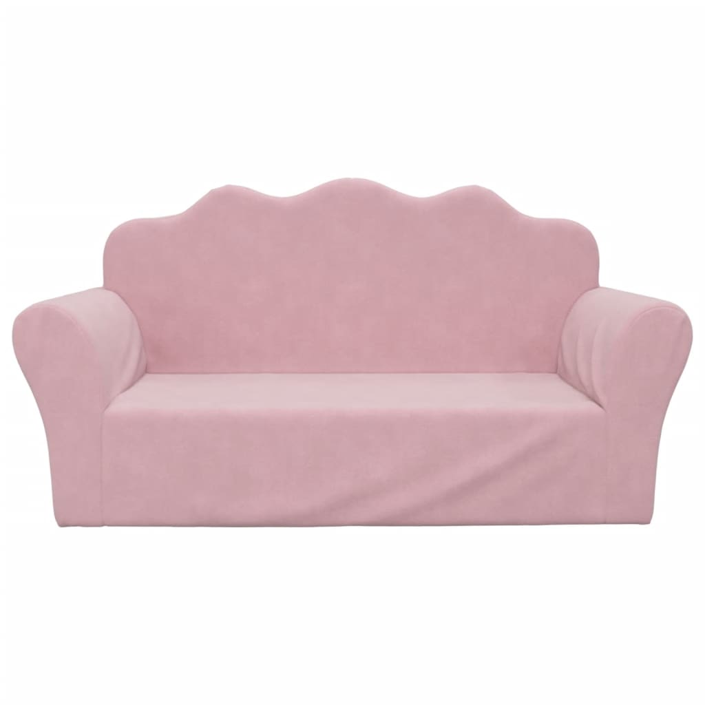 Kindersofa 2-Sitzer Rosa Weicher Plüsch