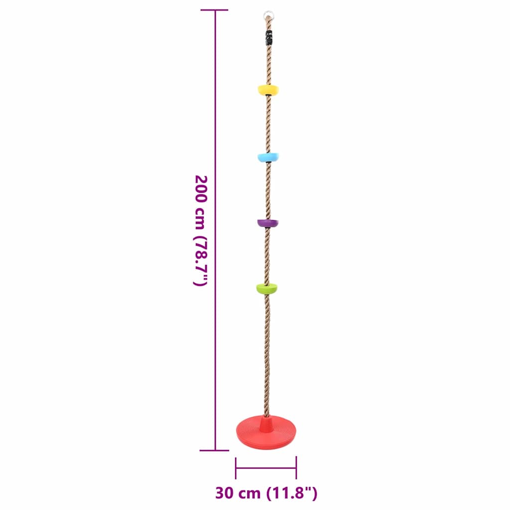 Kletterseil für Kinder mit Scheibensitz und Plattformen 200 cm