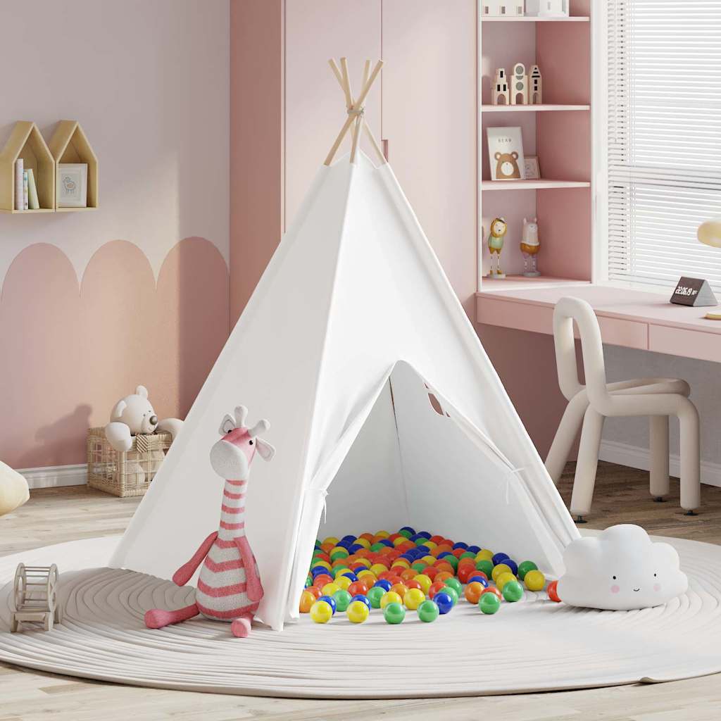 Teepee Zelt Weiß 120 x 120 x 150 cm Stoff und Kunststoff
