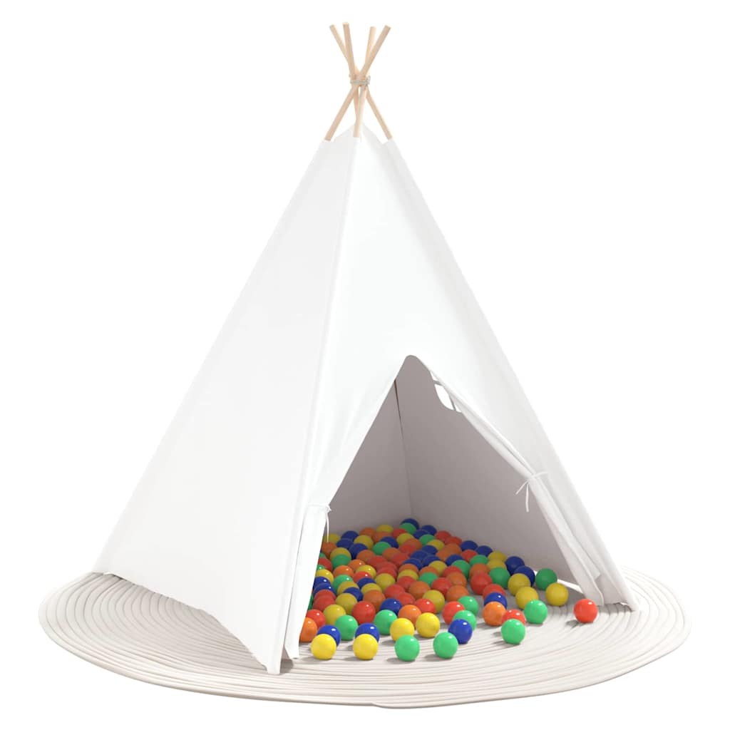 Teepee Zelt Weiß 120 x 120 x 150 cm Stoff und Kunststoff