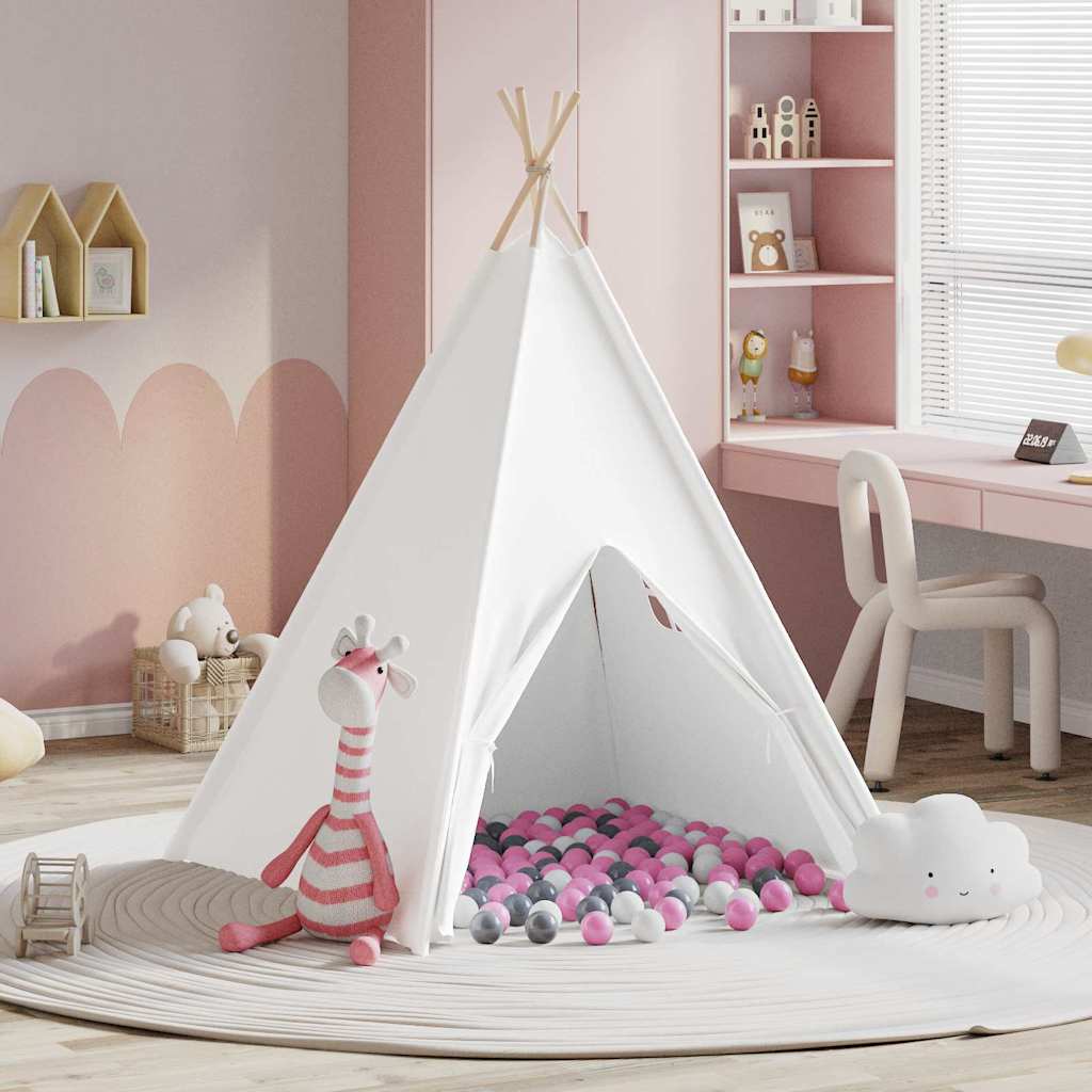 Teepee Zelt Weiß 120 x 120 x 150 cm Stoff und Kunststoff
