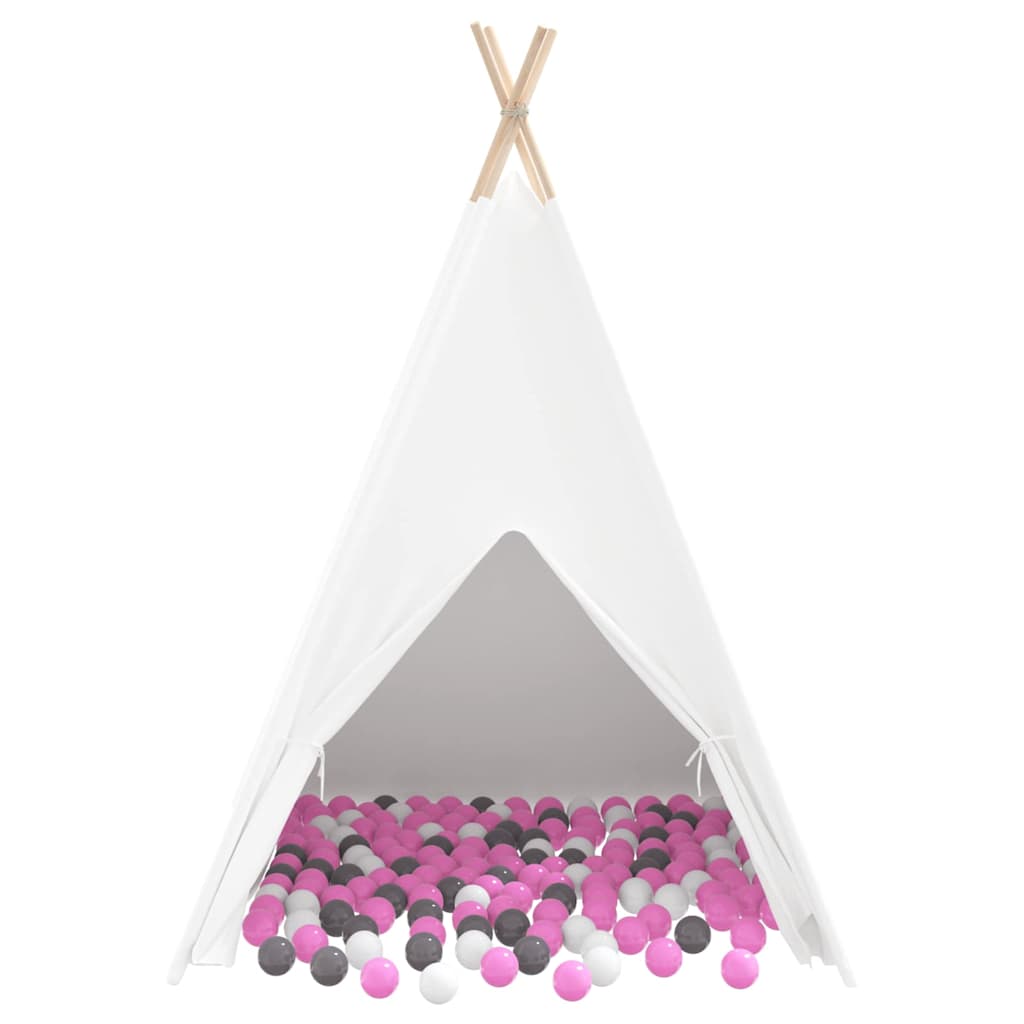 Teepee Zelt Weiß 120 x 120 x 150 cm Stoff und Kunststoff