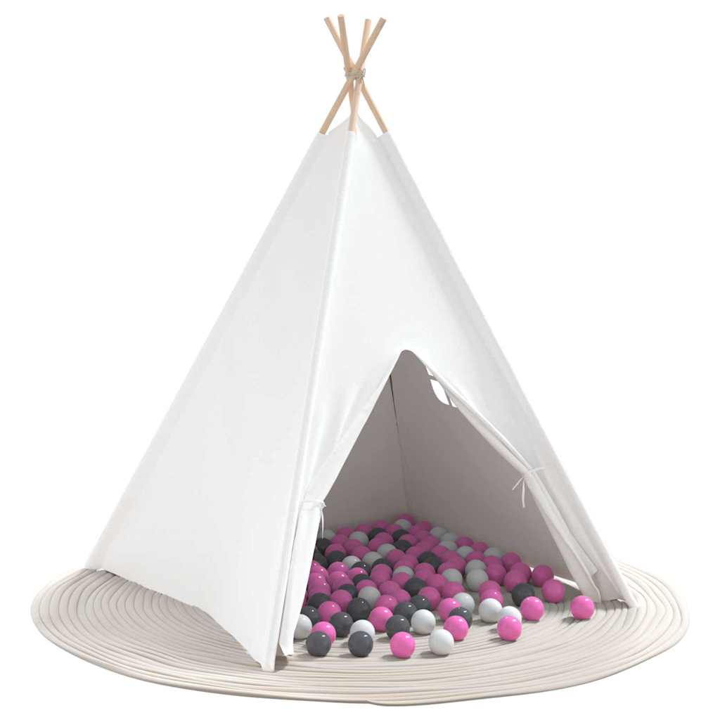 Teepee Zelt Weiß 120 x 120 x 150 cm Stoff und Kunststoff