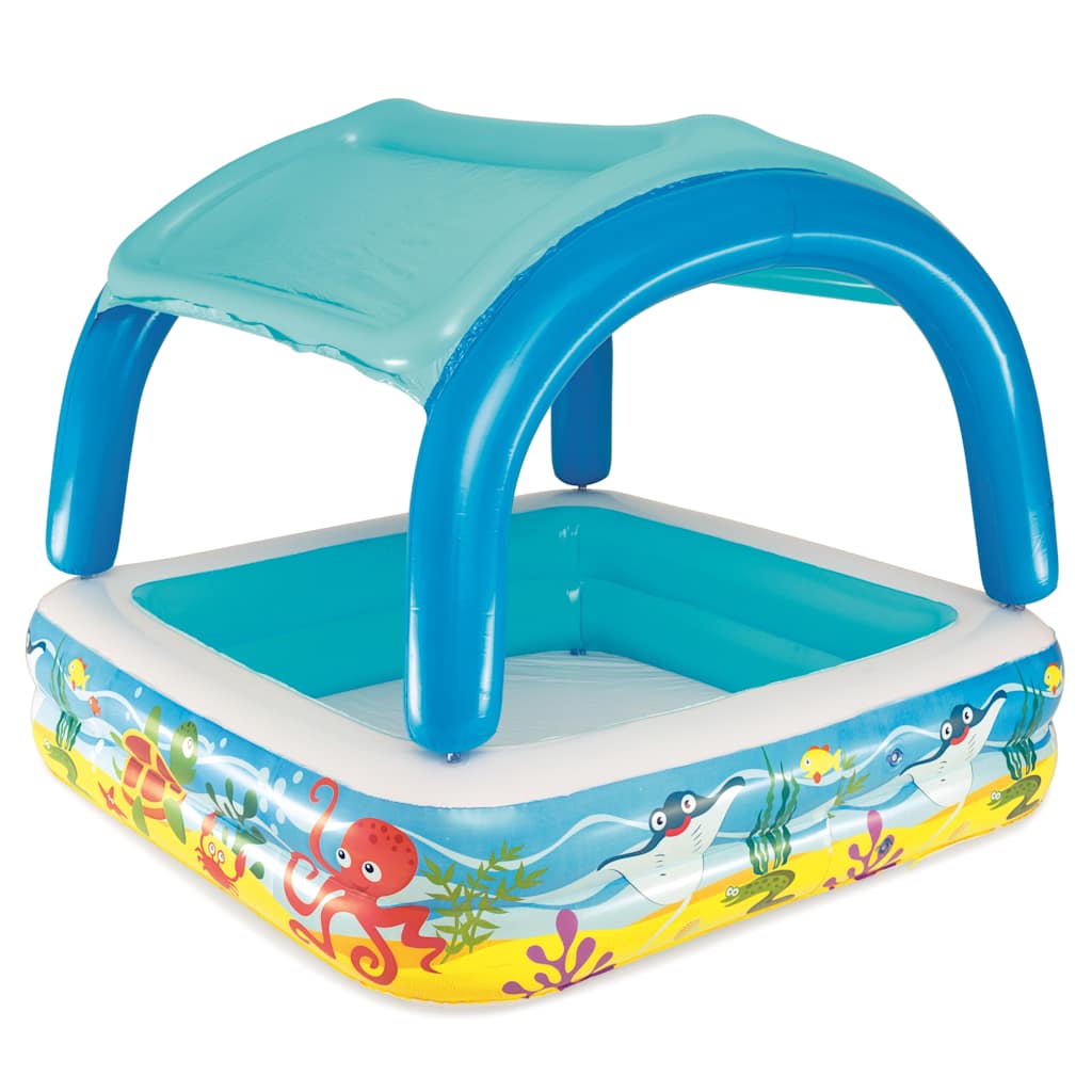 Spielbecken mit Vordach Blau 140 x 140 x 114 cm 52192