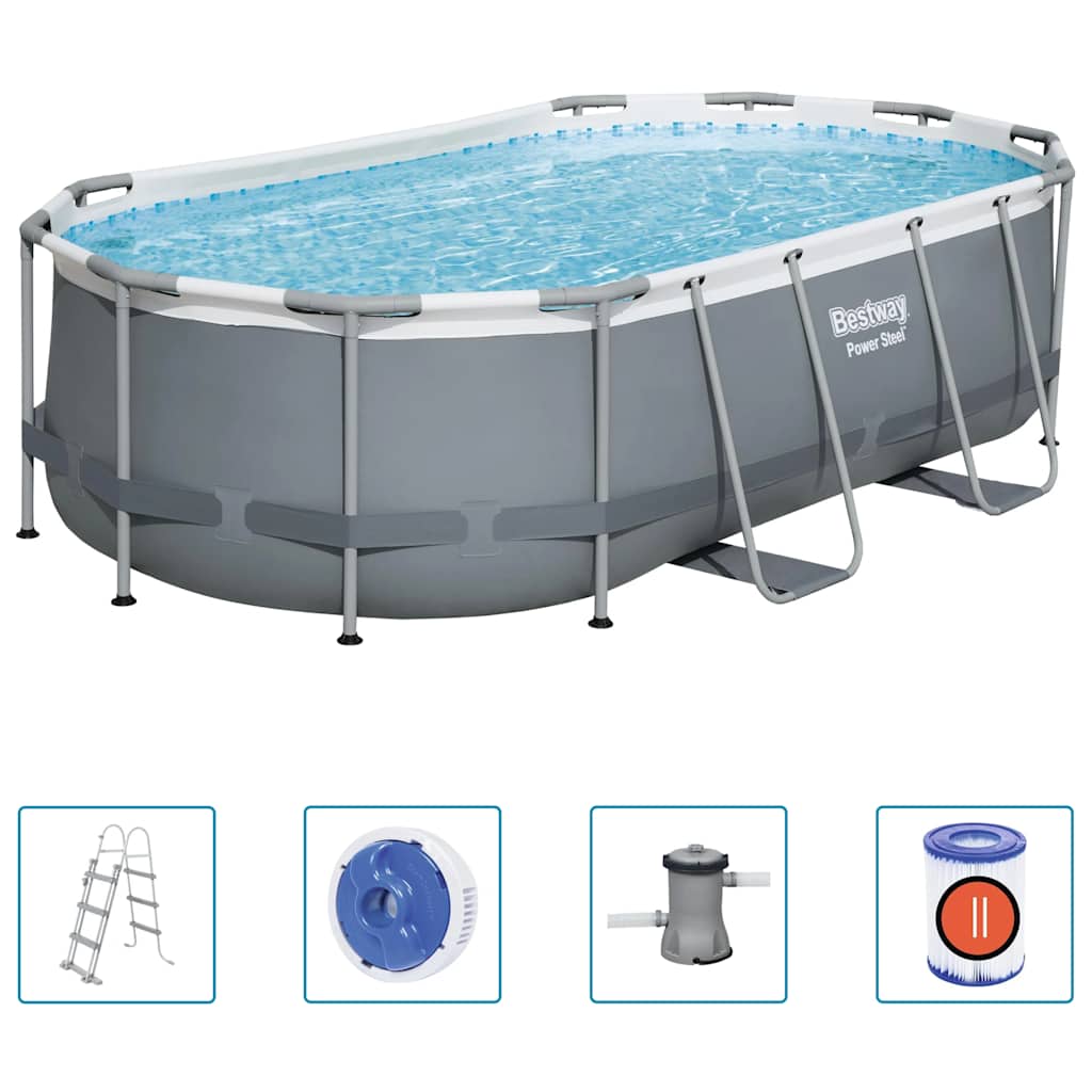 Power Steel Aufstellpool Oval 427x250x100 cm