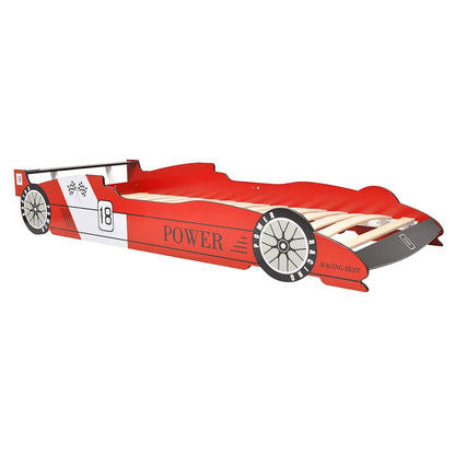 Kinderbett mit LED im Rennwagen-Design 90 x 200 cm Rot