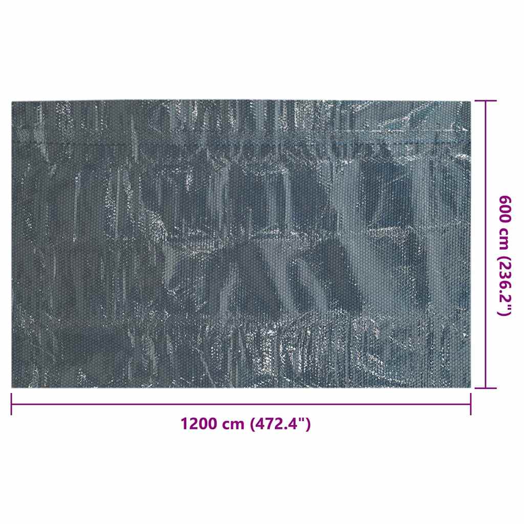 Treibende Pool-Solarplane PE 1200x600 cm Schwarz und Blau