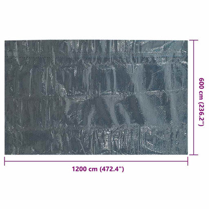 Treibende Pool-Solarplane PE 1200x600 cm Schwarz und Blau