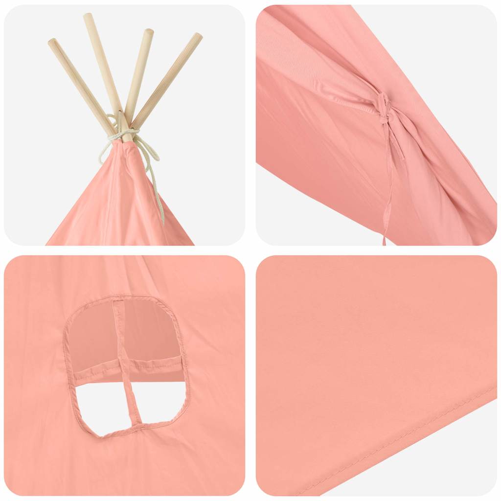Kinder Tipi-Zelt mit Tasche Pfirsichhaut Rosa 120x120x150 cm