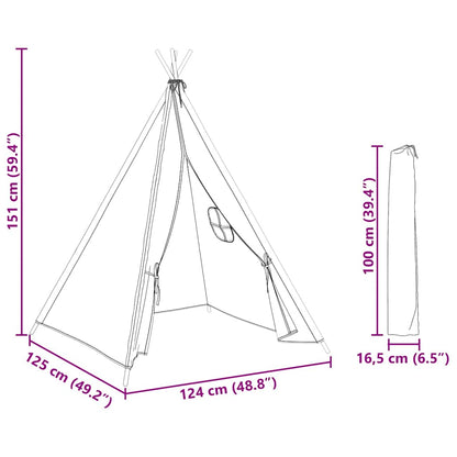 Kinder Tipi-Zelt mit Tasche Pfirsichhaut Rosa 120x120x150 cm