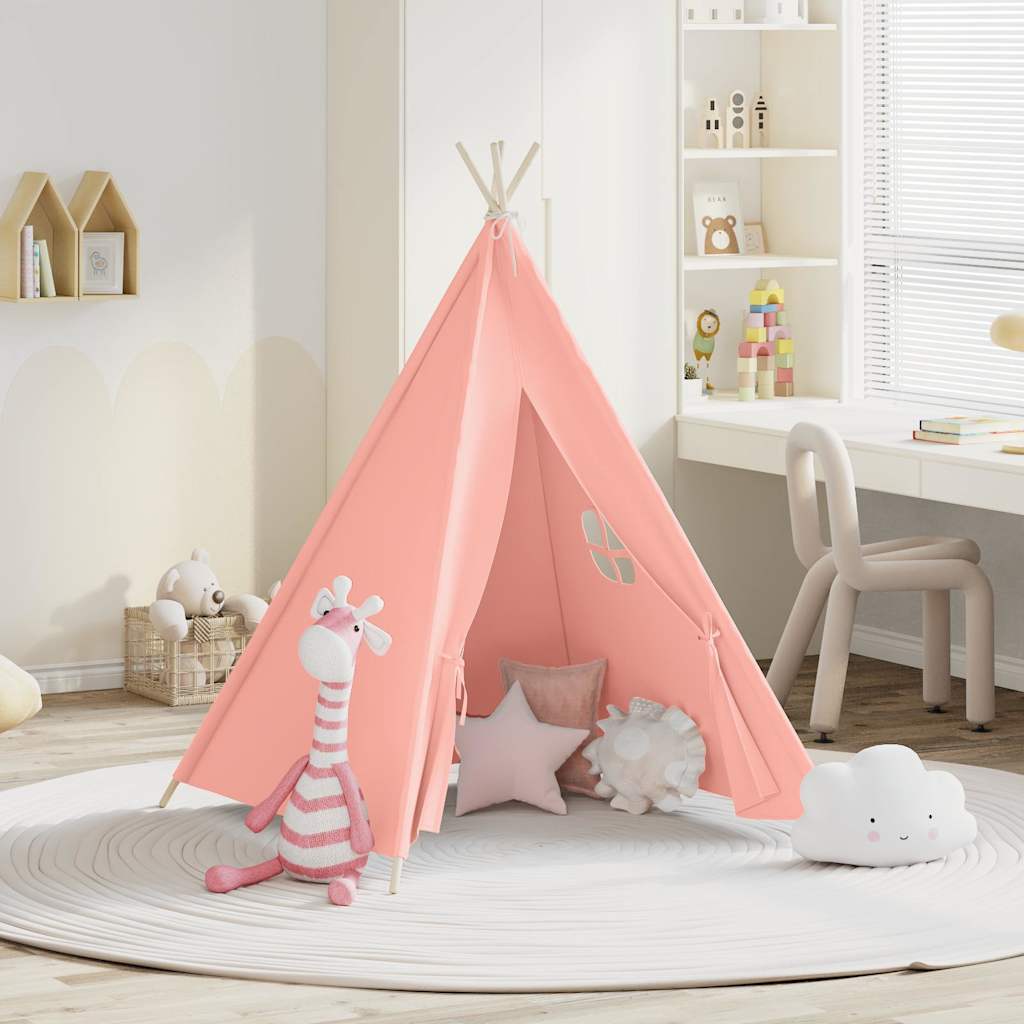 Kinder Tipi-Zelt mit Tasche Pfirsichhaut Rosa 120x120x150 cm