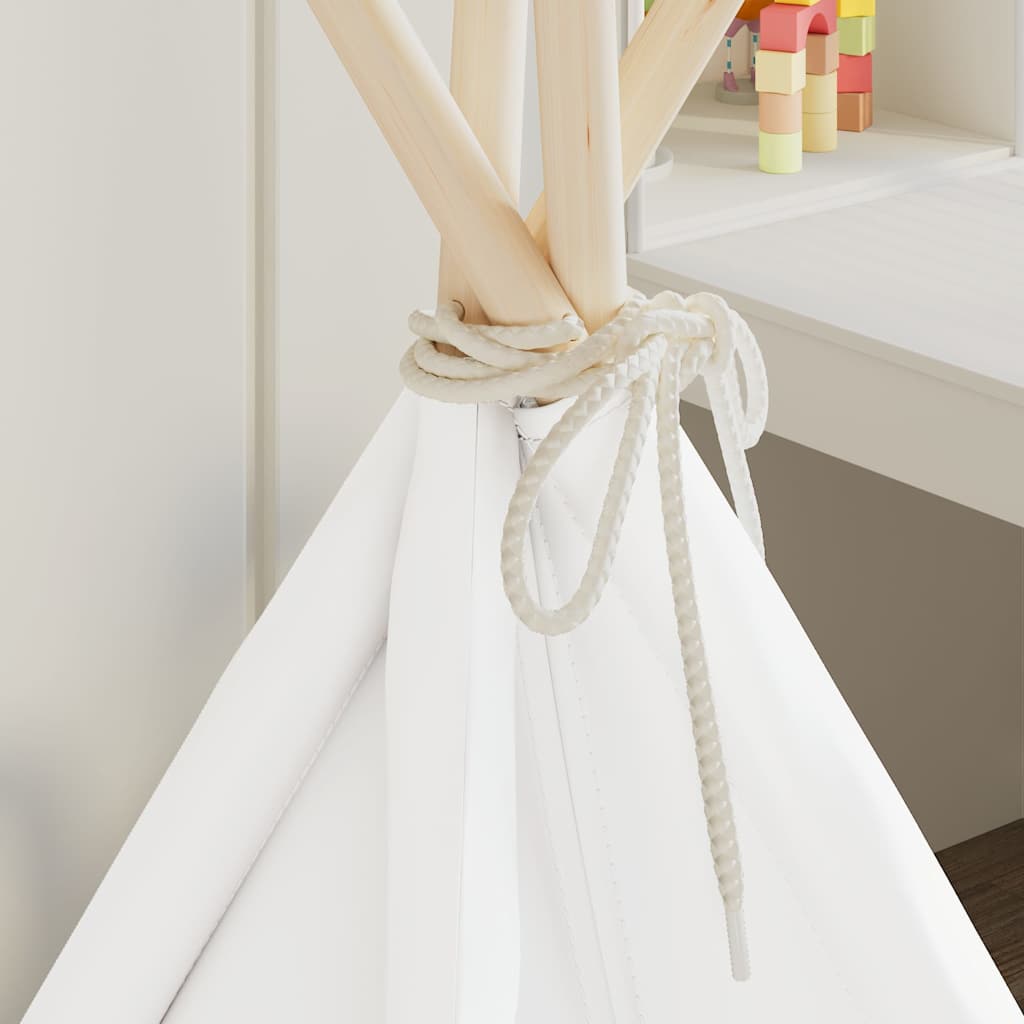 Kinder Tipi-Zelt mit Tasche Pfirsichhaut Weiß 120x120x150 cm