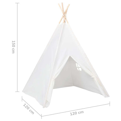 Kinder Tipi-Zelt mit Tasche Pfirsichhaut Weiß 120x120x150 cm