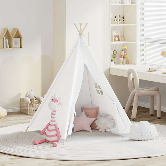 Kinder Tipi-Zelt mit Tasche Pfirsichhaut Weiß 120x120x150 cm