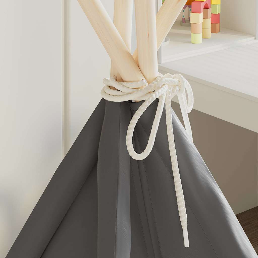 Kinder Tipi-Zelt mit Tasche Pfirsichhaut Grau 120x120x150 cm