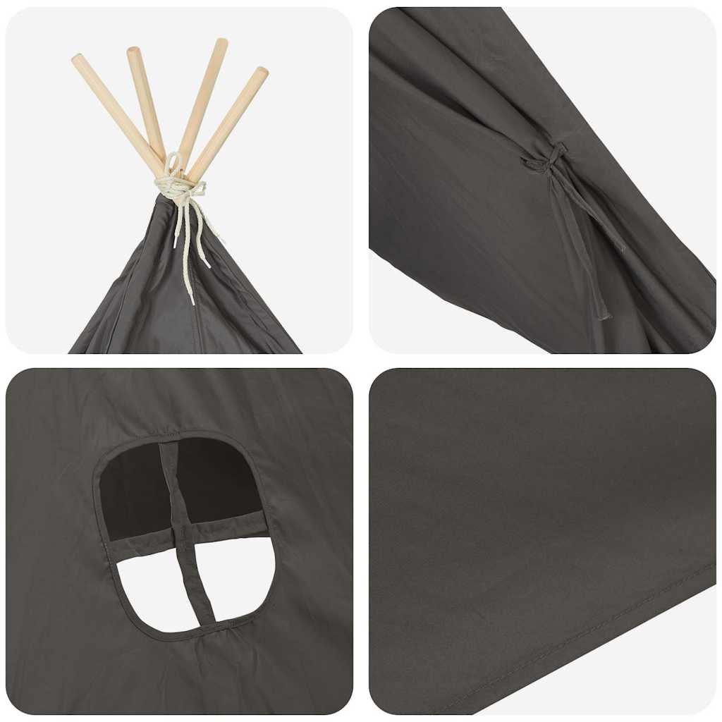 Kinder Tipi-Zelt mit Tasche Pfirsichhaut Grau 120x120x150 cm