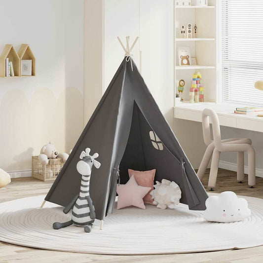 Kinder Tipi-Zelt mit Tasche Pfirsichhaut Grau 120x120x150 cm