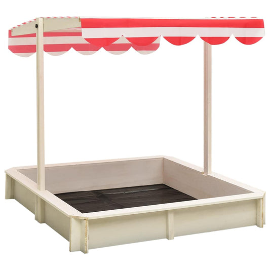 Sandkasten mit Verstellbarem Dach Tannenholz Weiß und Rot UV50
