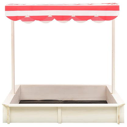 Sandkasten mit Verstellbarem Dach Tannenholz Weiß und Rot UV50