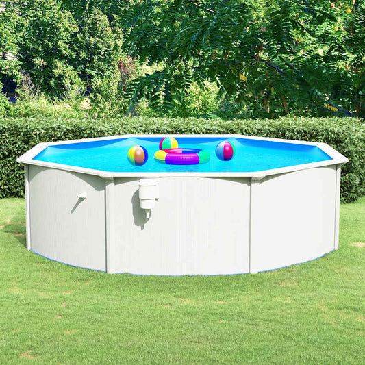 Pool mit Stahlwand Rund 460x120 cm Weiß