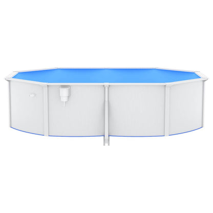 Pool mit Stahlwand Oval 490x360x120 cm Weiß