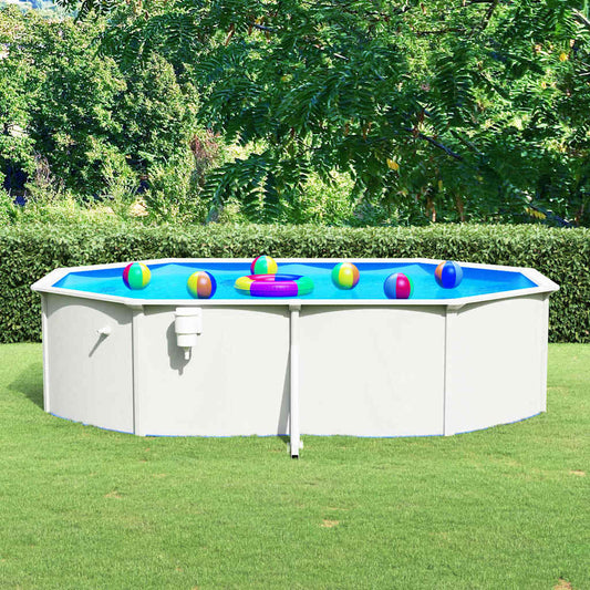Pool mit Stahlwand Oval 490x360x120 cm Weiß