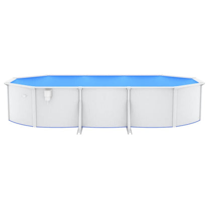 Stahlwand-Pool Oval 610x360x120 cm Weiß