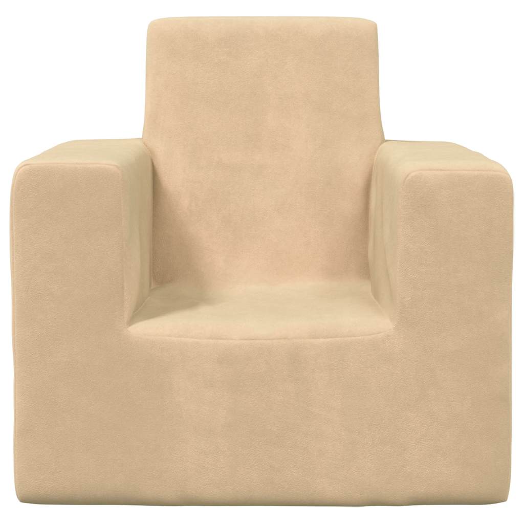 Kindersofa Creme Weich Plüsch