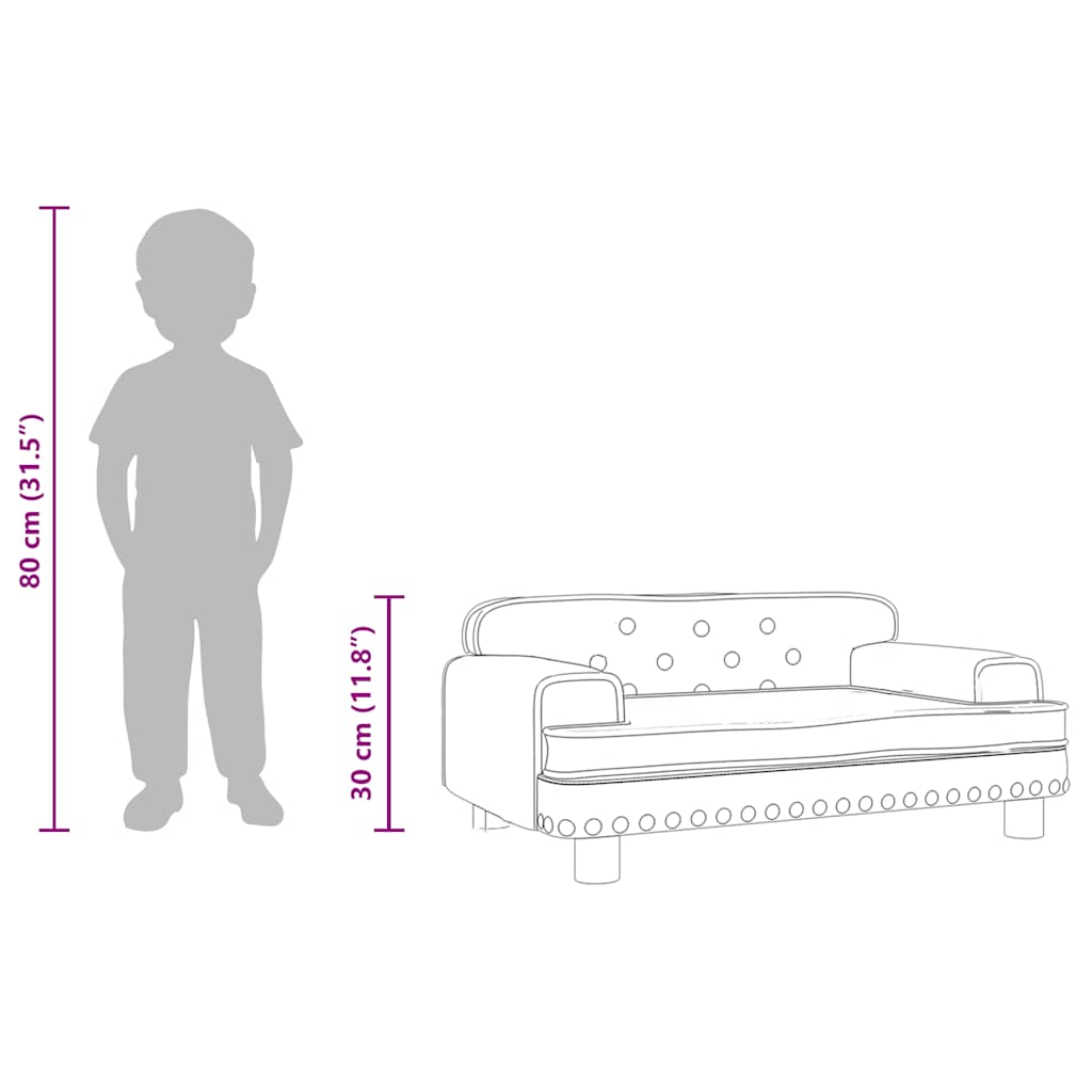 Kindersofa Braun 70x45x30 cm Samt