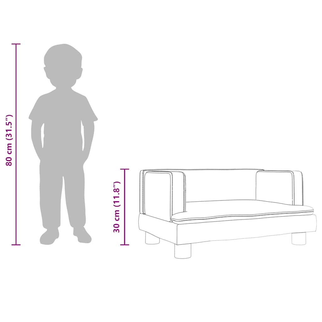 Kindersofa Grau 60x40x30 cm Kunstleder